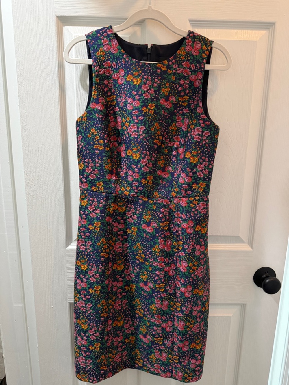 NWOT J. Crew Navy Floral Sleeveless Sheath Dress